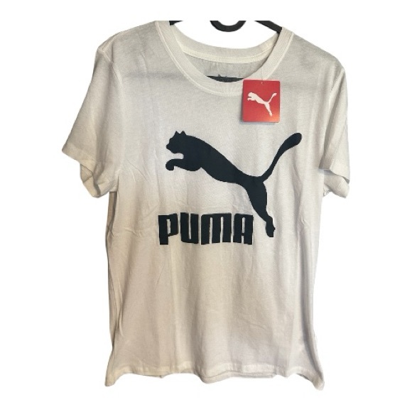 Puma Classic White Tee with Black Logo - Picture 1 of 4